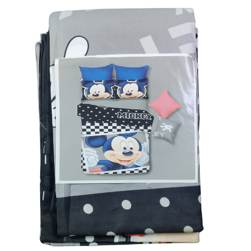 Mickey Mouse Cotton Printed Bedsheet Set